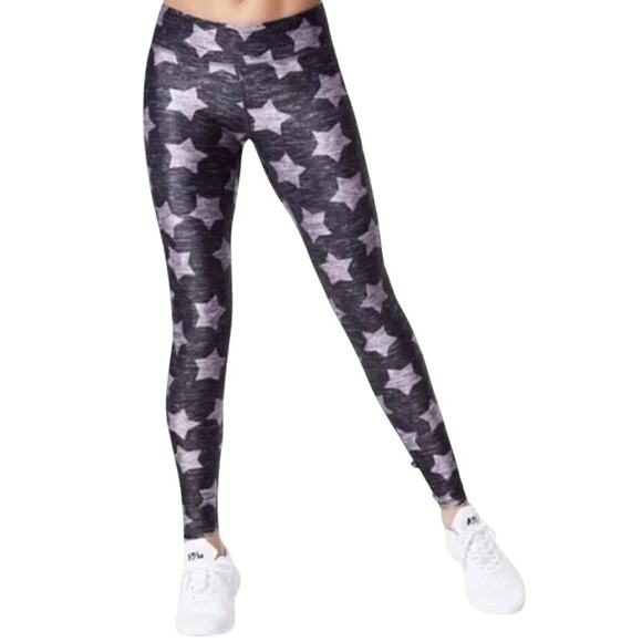 Terez Workout Leggings Size Small Blue and Lighter Blue Stars Print Made in USA - Picture 1 of 7